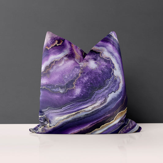 22" Velveteen Pillow - Geode-Purple