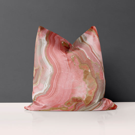 22" Velveteen Pillow - Geode-Salmon